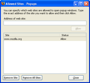 Firefox Pop-Up Blocker Settings 